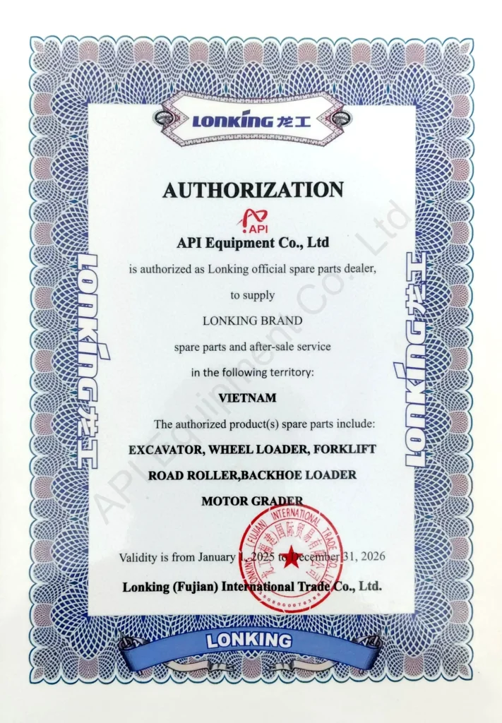 Giấy Đại lý ủy quyền Lonking cho Thiết Bị API