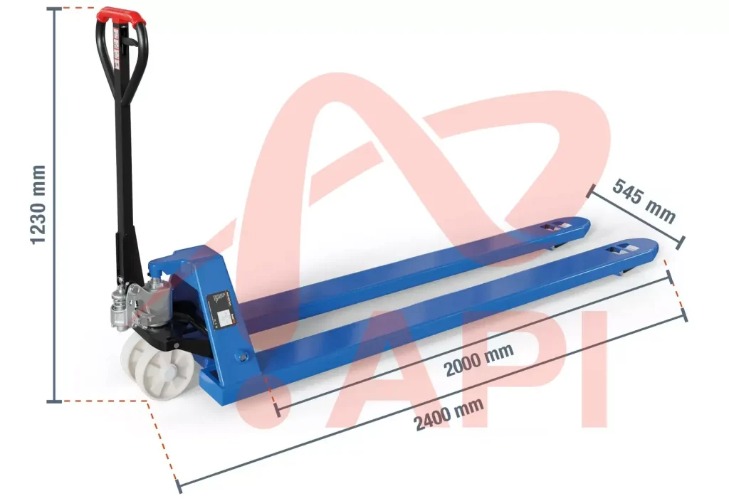 Kích thước chi tiết của xe nâng tay cơ càng dài