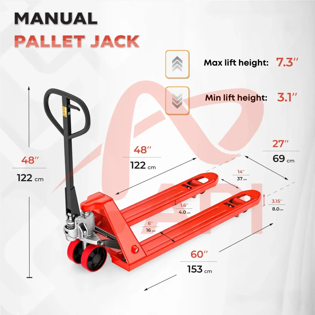 Kích thước xe nâng tay cơ (manual pallet jack)
