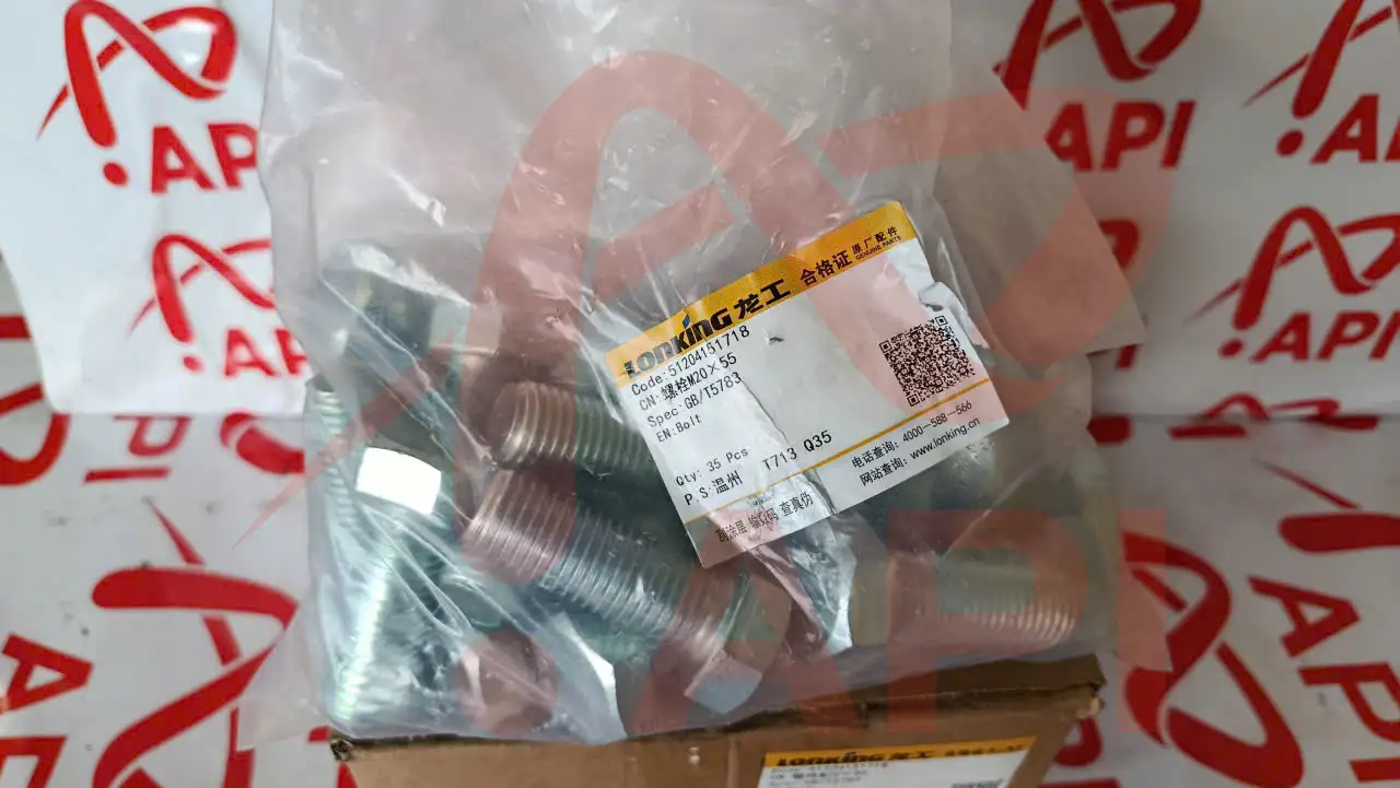 Bulông M20x55 51204151718 xúc lật Lonking - tem hãng Lonking